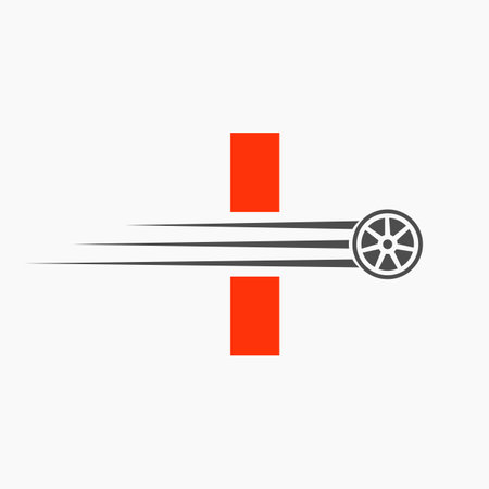 Sport Car Letter I Automotive Logo Concept With Transport Tyre Iconのイラスト素材