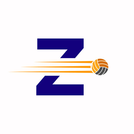 Initial Letter Z Volleyball Logo Design Sign. Volleyball Sports Logotypeのイラスト素材