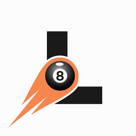 Letter L Billiard Sports Team Club Logo. 8 Ball Pool Logo Design Template
