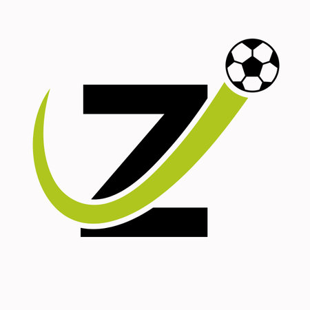 Letter Z Soccer Logo. Football Logo Concept With Moving Football Iconのイラスト素材