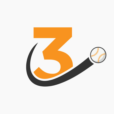 Letter 3 Baseball Logo Concept With Moving Baseball Icon Vector Templateのイラスト素材
