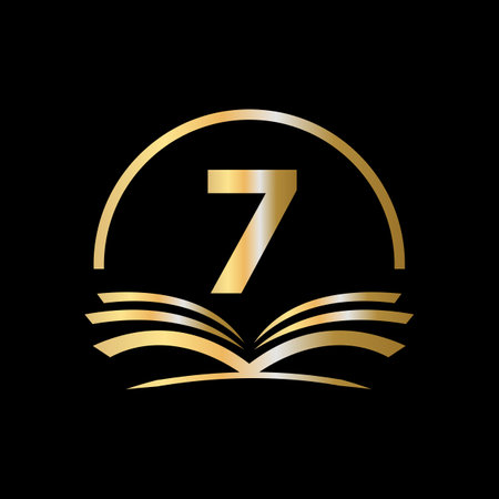 Initial Letter 7 Education Logo Book Concept. University, Academy Graduation Logo Template Designのイラスト素材