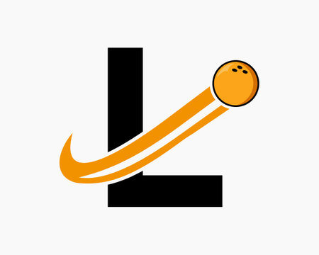 Letter L Bowling Logo. Bowling Ball Symbol With Moving Ball Iconのイラスト素材