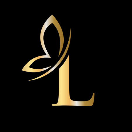 Letter L Butterfly Logo Concept For Luxury, Beauty, Spa and Fashion Symbolのイラスト素材