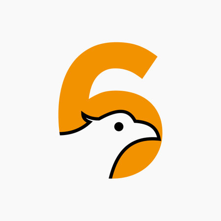 Initial Letter 6 Eagle Logo Design. Transportation Symbol Vector Templateのイラスト素材