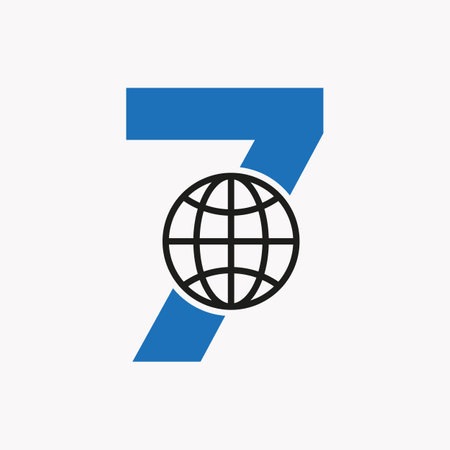 Letter 7 Global Logo Design. Global Logotype Symbol Vector Templateのイラスト素材