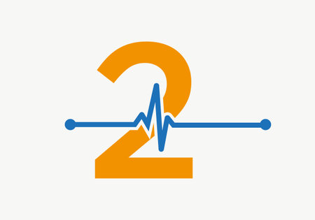 Letter 2 Heartbeat Logo For Medical or Health Symbol. Medical Logo Template Designのイラスト素材
