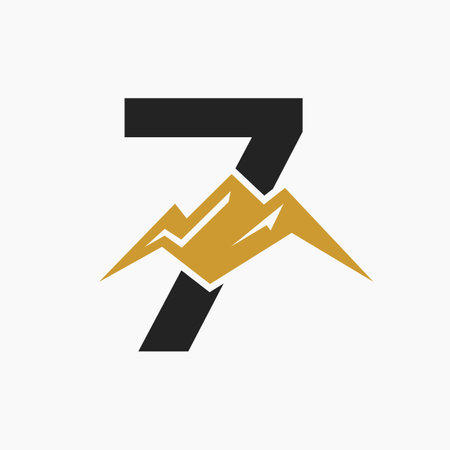 Letter 7 Mount Logo. Mountain Nature Landscape Logo Combine With Hill Icon and Templateのイラスト素材