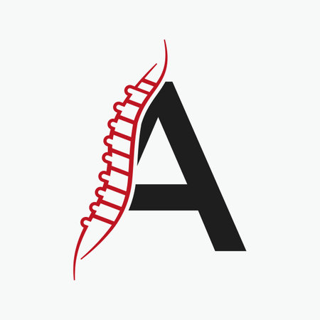 Letter A Orthopedic Health Bone Logo Design With Back Bone Icon. Bone Health Logo Signのイラスト素材