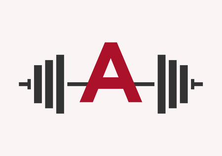 Letter A Fitness Logo Design. Gym And Fitness Club Symbol With Barbell Icon Templateのイラスト素材