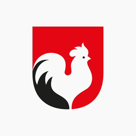 Letter U Poultry Logo With Hen Symbol. Chicken Logo, Rooster Sigh Vector Templateのイラスト素材