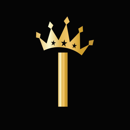 Letter I Luxury Logo With Crown Symbol. Crown Logotype Templateのイラスト素材