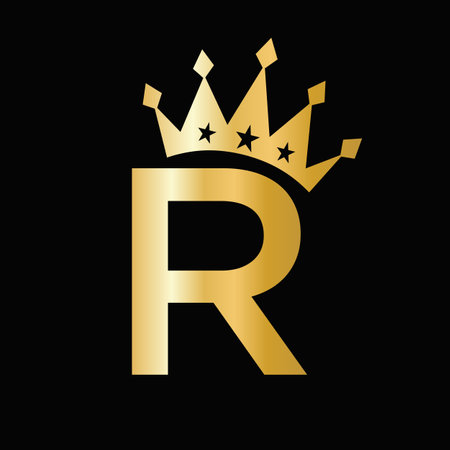 Letter R Luxury Logo With Crown Symbol. Crown Logotype Templateのイラスト素材