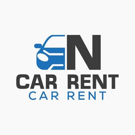 Letter N Rent Car Logo Design Template. Automotive Car Logo Symbolのイラスト素材