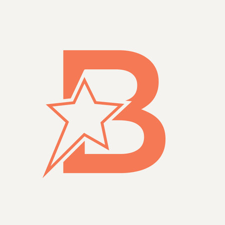 Star Logo On Letter B. Moving Star Symbol Vector Templateのイラスト素材