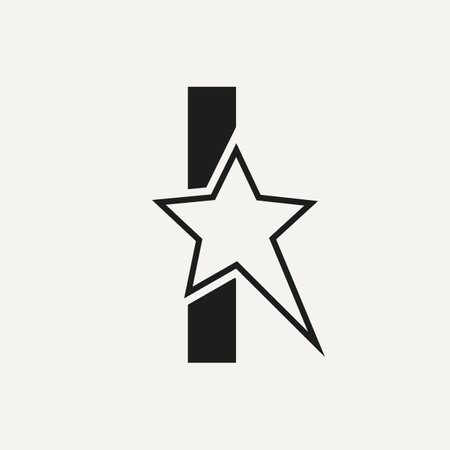 Star Logo On Letter I. Moving Star Symbol Vector Templateのイラスト素材