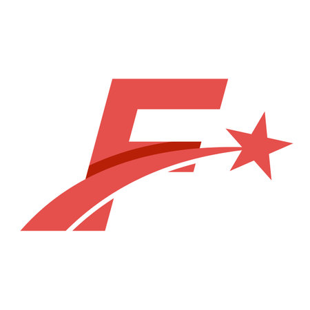 Star Logo On Letter F. Moving Star Symbol Vector Templateのイラスト素材