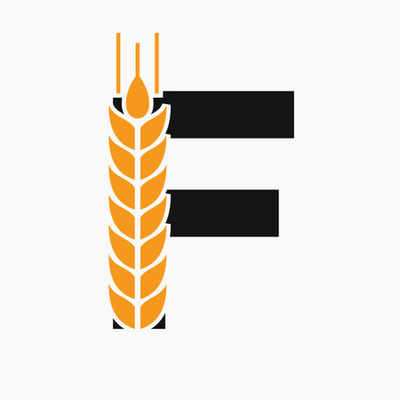 Letter F Wheat Logo For Agriculture Symbol Vector Templateのイラスト素材