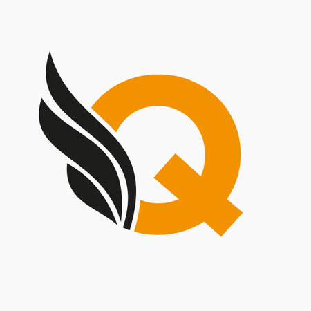 Letter Q Wing Logo Design For Freight and Transportation Symbol. Wing Logotype Templateのイラスト素材