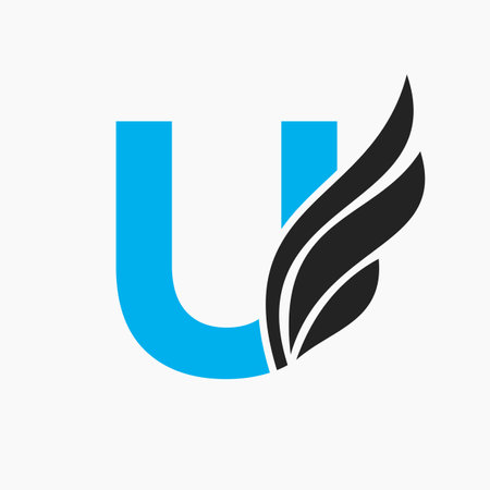 Letter U Wing Logo Design For Freight and Transportation Symbol. Wing Logotype Templateのイラスト素材
