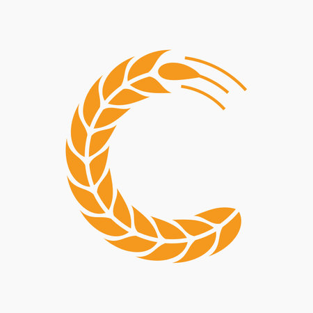 Letter C Wheat Logo For Agriculture Symbol Vector Templateのイラスト素材