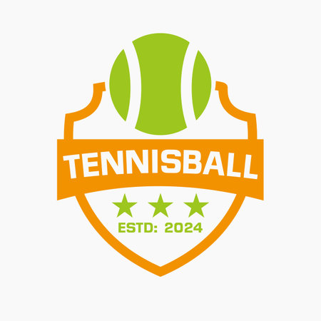 Tennis Ball Concept With Shield and League Symbolのイラスト素材