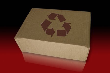 Recycle box on red reflected floorの写真素材