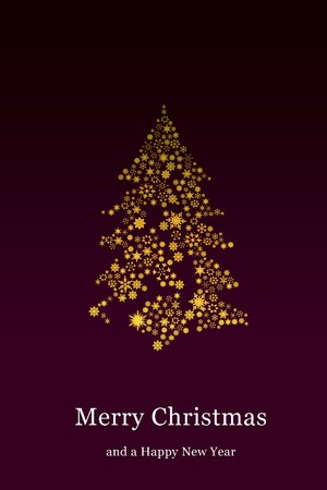 Christmas tree with purple backgroundの写真素材