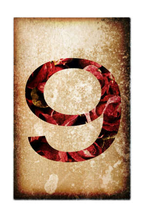 Number nine on grunge paper backgroundの写真素材