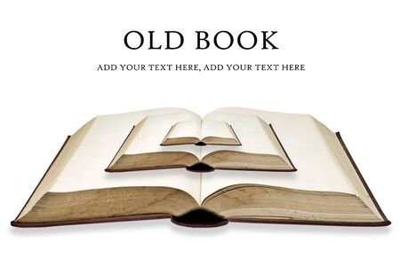 Small book put on big book on white backgroundの写真素材