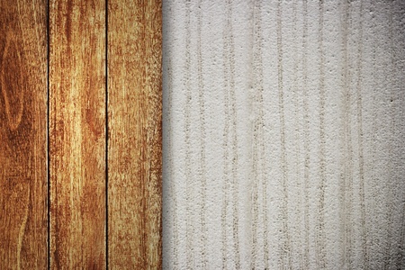Wooden wall with concrete backgroundの写真素材