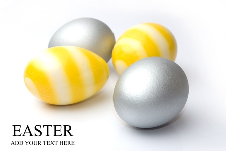Easter, Silver and yellow eggの写真素材