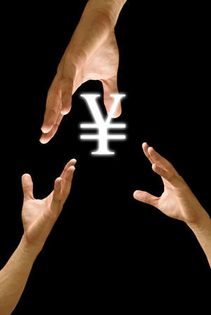Big hand to share Yen icon, conceptの写真素材