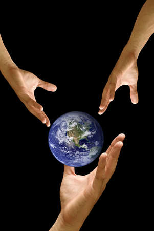 Big hand to share the world, conceptの写真素材