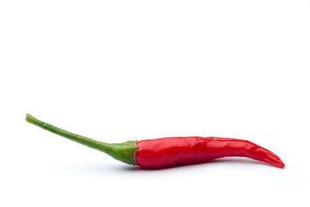 Red chili pepper on white backgroundの写真素材