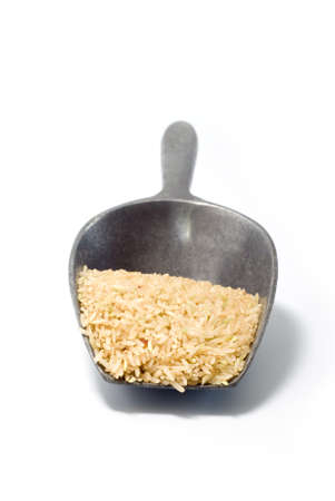 Rice in the metal spoonの写真素材
