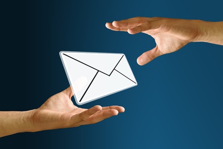 Postman sending mail icon to bearerの写真素材