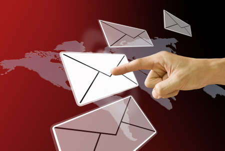Finger pushing the email, Concept