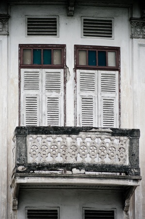 Old window on the retro building, Thailandの写真素材
