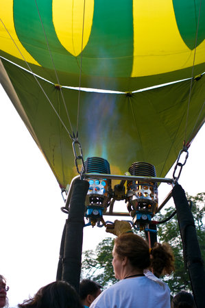 CHIANG MAI, THAILAND - NOV 26 : Participants blow up their balloons in the International Balloon Festival on November 26,2011 at the Prince Royals College in Chiang Mai Thailand.のeditorial素材