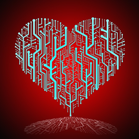 Circuit board in Heart shape, Technology background の写真素材