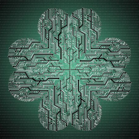 Circuit board in Heart shape, Technology background 