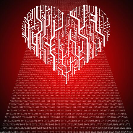 Circuit board in Heart shape, Technology background の写真素材