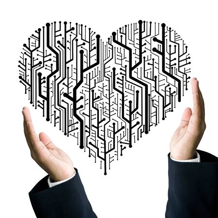 Business take care the circuit board in heart shape, Technology conceptの写真素材