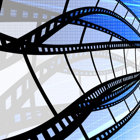 Film strip with digit background, Film industry conceptの写真素材