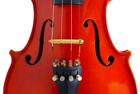 Close-up of a classic violin isolated on white background 
