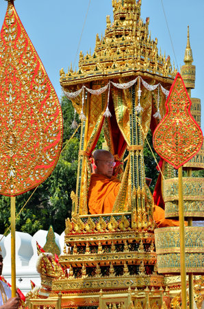 Bangkok, Thailand - April 9 : The royal Patriarch in the Racharot Noi  on April 9, 2012  in The Royal Funeral of HRH Princess Bejaratana Rajasuda of Thailandのeditorial素材