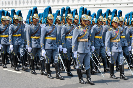 BANGKOK THAILAND - APRIL 9 : Military parade on April 9, 2012  in The Royal Funeral of HRH Princess Bejaratana Rajasuda of Thailandのeditorial素材
