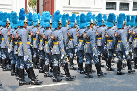 BANGKOK THAILAND - APRIL 9 : Military parade on April 9, 2012  in The Royal Funeral of HRH Princess Bejaratana Rajasuda of Thailandのeditorial素材