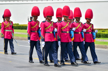 BANGKOK THAILAND - APRIL 9 : Military parade on April 9, 2012  in The Royal Funeral of HRH Princess Bejaratana Rajasuda of Thailandのeditorial素材